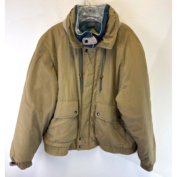 VTG McGregory Mens Olive Green Quilted Insulated Bomber Coat Pockets Large - Picture 1 of 16